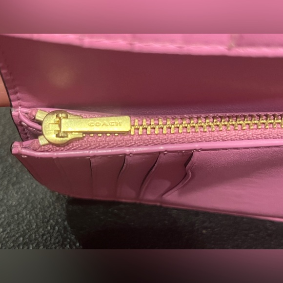 Coach “Tabby” Leather Brass in Fuchsia Color Wallet - Picture 8 of 12